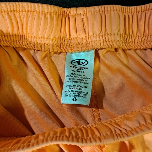 Athletic Works Boys DriWorks Performance Shorts XL Orange Drawstring Pockets - Picture 2 of 6